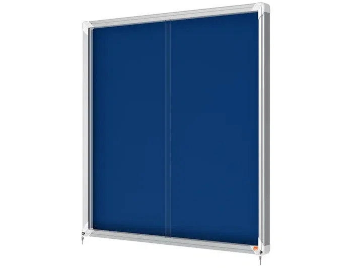 Nobo premium plus vitrina anuncios puerta corredera fieltro azul 12xA4