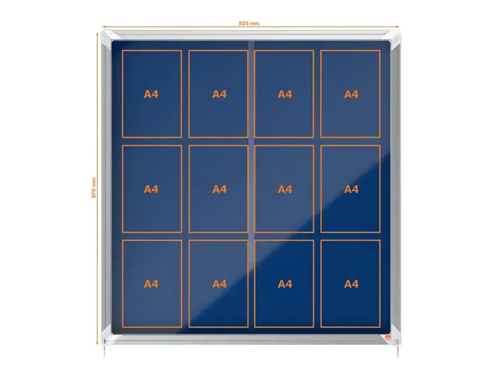 Nobo premium plus vitrina anuncios puerta corredera fieltro azul 12xA4