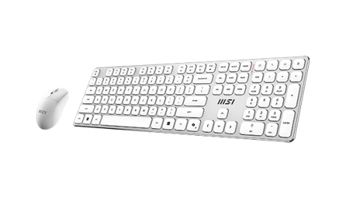 MSI Forge K210 W Combo White ES - Teclado y Ratón Gaming en Español, Conectividad Inalámbrica 2.4G, Diseño Ergonómico y Retroiluminación LED para PC