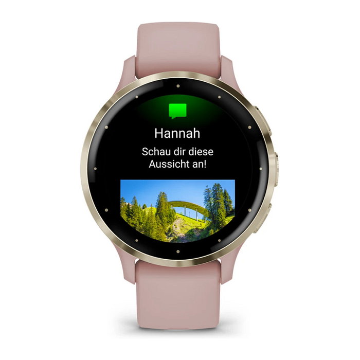 Garmin Venu 3S Reloj Inteligente GPS Unisex AMOLED 3.05 cm (1.2"), 8 GB, 10 Días Batería, Rosa Polvo/Oro Suave, 41 mm, Resistente Agua 5 ATM