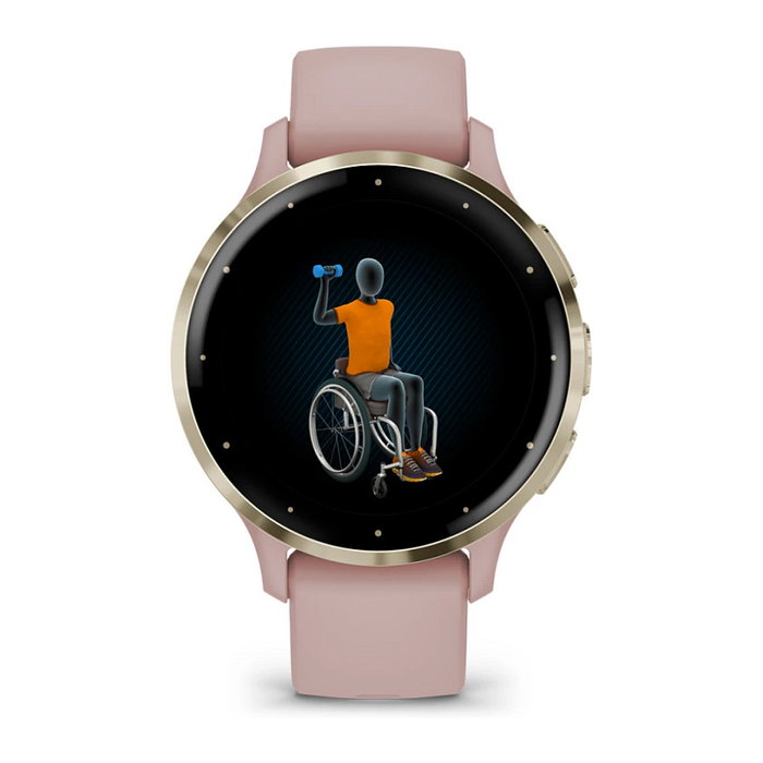 Garmin Venu 3S Reloj Inteligente GPS Unisex AMOLED 3.05 cm (1.2"), 8 GB, 10 Días Batería, Rosa Polvo/Oro Suave, 41 mm, Resistente Agua 5 ATM