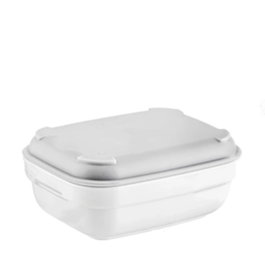 AMC Fuente PoliTray rectangular de policarbonato, 12x9 cm, 17.5 cl, color blanco (Set de 30)