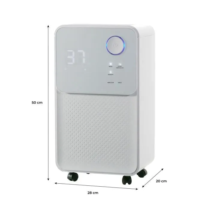 Oceanic Deshumidificador de aire eléctrico, Extracción 12L/día, Secado de ropa, Pantalla LED, 25m², Depósito 2L Oceanic Deshumidificador de aire eléctrico, Extracción 12L/día, Secado de ropa, Pantalla LED, 25m², Depósito 2L