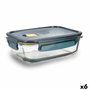 Quid Recipiente Rectangular Hermético Vidrio Astral 104 cL - Azul (6 Unidades)