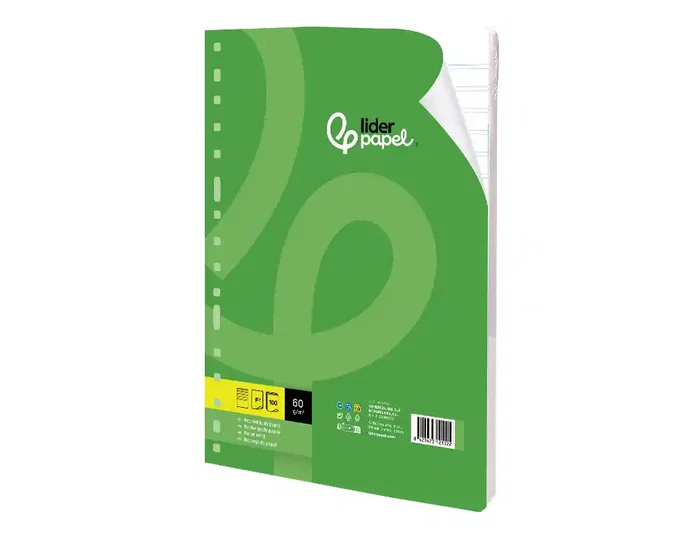 Liderpapel Recambio Folio 100 Hojas 60g Pauta 2,5mm con Margen y 16 Taladros
