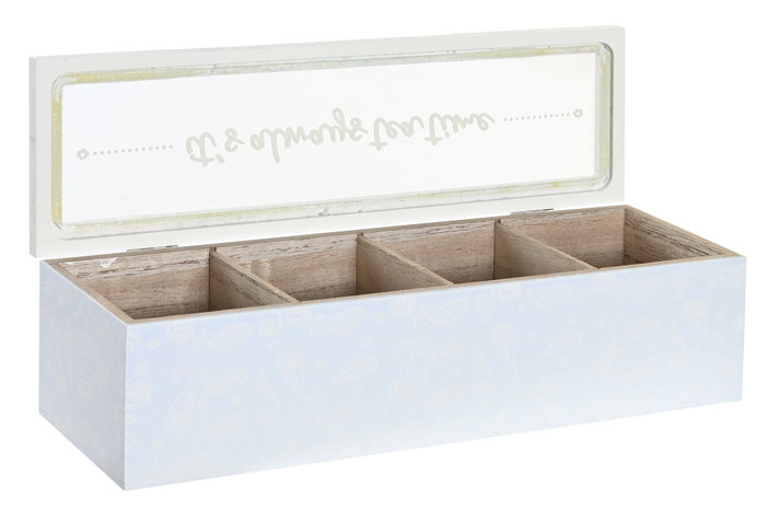 DKD Home Decor Caja para Infusiones Shabby Rosa Azul MDF Cristal 30 x 9 x 8 cm