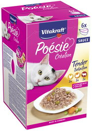 Vitakraft Poesie Multipack Carne-Salsa 6x85g para Gatos, Grain Free, Sin Azúcar