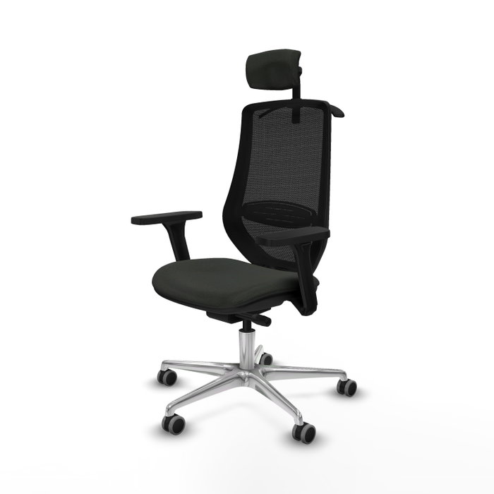 PIQUERAS Y CRESPO Silla de oficina Mardos con mecanismo Sincro/Traslack, brazos 3D y cabecero 2D, Negro