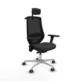 PIQUERAS Y CRESPO Silla de oficina Mardos con mecanismo Sincro/Traslack, brazos 3D y cabecero 2D, Negro