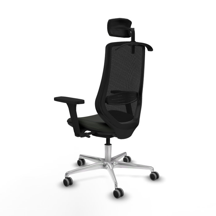 PIQUERAS Y CRESPO Silla de oficina Mardos con mecanismo Sincro/Traslack, brazos 3D y cabecero 2D, Negro