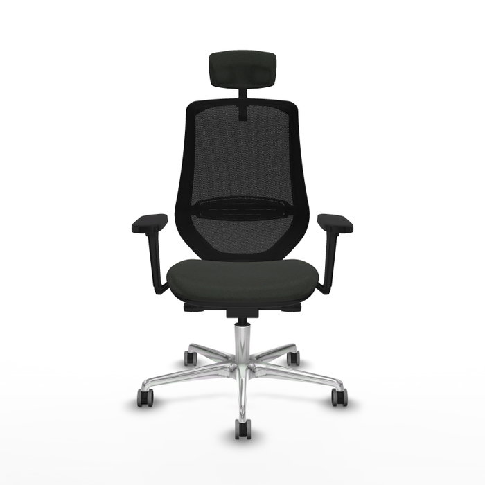 PIQUERAS Y CRESPO Silla de oficina Mardos con mecanismo Sincro/Traslack, brazos 3D y cabecero 2D, Negro