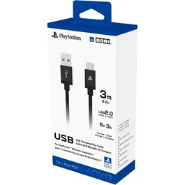 Hori Cable de carga USB-A a USB-C AAAKR14099 para mando DualSense de PS5, 3 m, 5 V/3 A, Negro