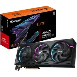Gigabyte Tarjeta Gráfica AORUS Radeon RX 9070 XT Elite 16GB GDDR6 - Ventiladores WINDFORCE, Refrigeración Avanzada, RGB, 3100 MHz Boost, PCIe 5.0, HDMI 2.1b