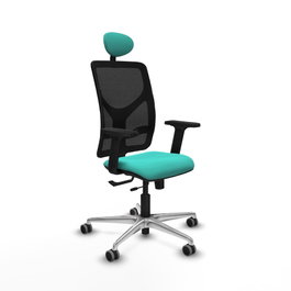 PIQUERAS Y CRESPO Silla de oficina Motilla con mecanismo Sincro/Traslack, Turquesa y Negro