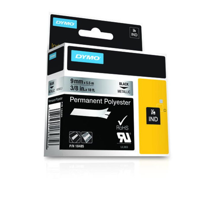 Dymo Cinta de Etiquetas Industrial Rhino 9mm x 5,5m Negro sobre Plata Dymo Cinta de Etiquetas Industrial Rhino 9mm x 5,5m Negro sobre Plata