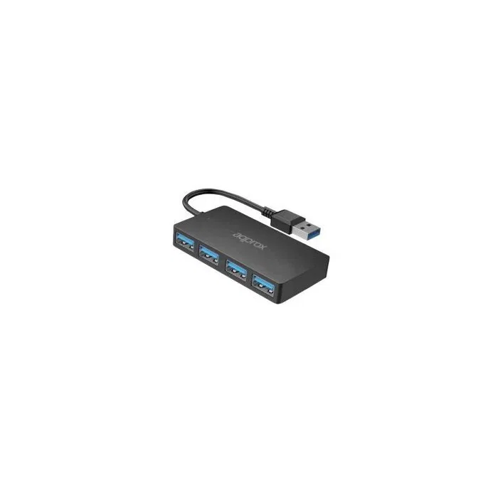 Approx APPC49V2 Hub USB 3.0 de 4 Puertos, Velocidad Hasta 5 Gbps, Plug & Play, Compatible con Windows, Mac, Linux
