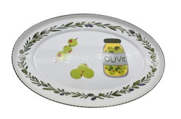 DKD Home Decor Bandeja de Vidrio Opal Olivas Verde