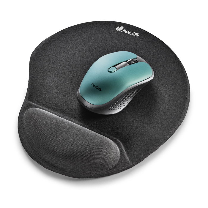NGS Alfombrilla de Ratón Ergonómica con Soporte de Gel KILIM GEL para Gaming y Oficina, 215x250mm, Negro