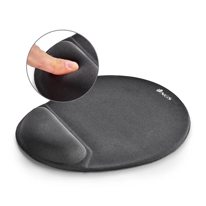 NGS Alfombrilla de Ratón Ergonómica con Soporte de Gel KILIM GEL para Gaming y Oficina, 215x250mm, Negro