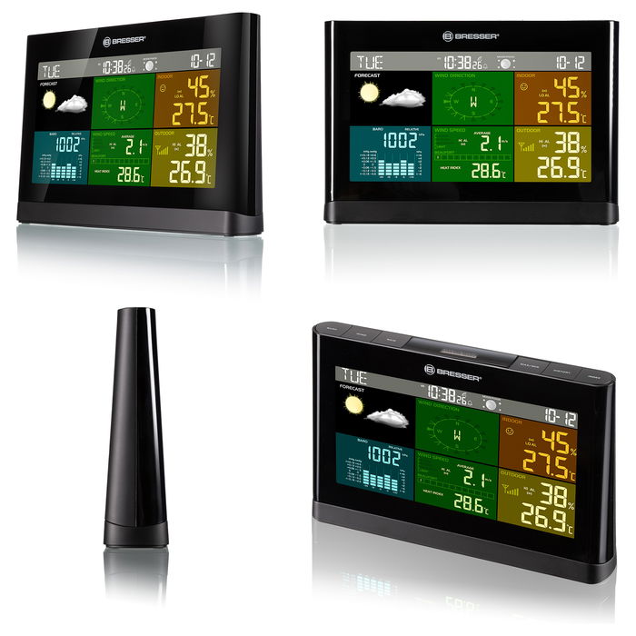 Bresser 7002550CM3000 Centro Meteorológico 5 en 1 Comfort con Pronóstico del Tiempo y Sensores Exteriores hasta 150m