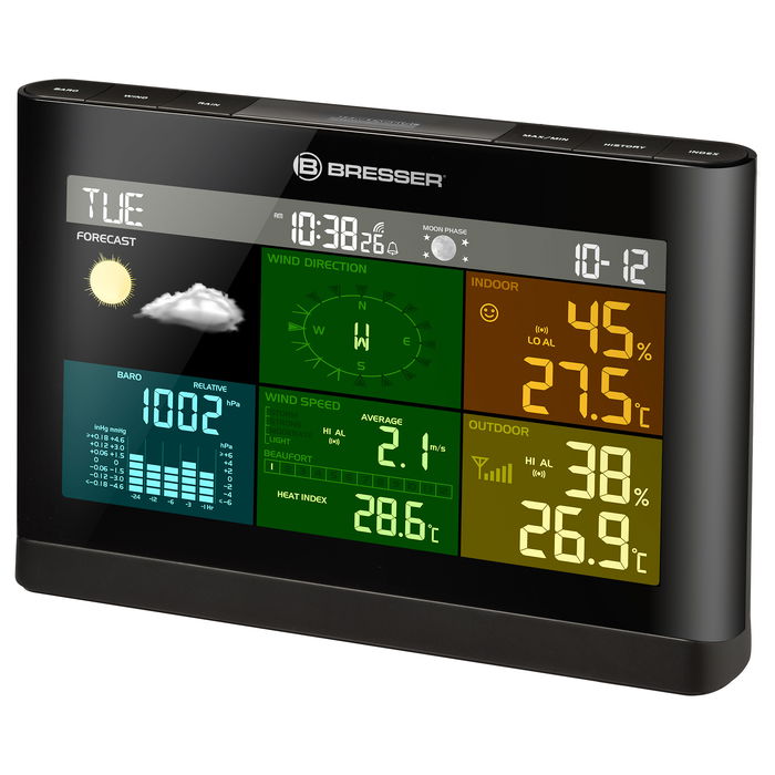 Bresser 7002550CM3000 Centro Meteorológico 5 en 1 Comfort con Pronóstico del Tiempo y Sensores Exteriores hasta 150m