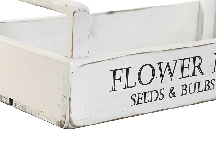 DKD Home Decor 1c24 Caja Decorativa Tradicional Madera Abeto Blanca con Asa Impresa, Set de 3, 19x39x12 cm