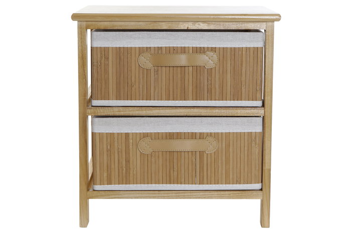 DKD Home Decor Cajonera Bambú y Paulownia Natural 2 Cajones 32 x 45 x 42 cm
