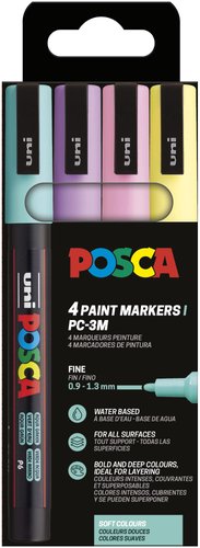 Posca PC-3M Estuche de 4 Rotuladores Colores Pastel Surtidos