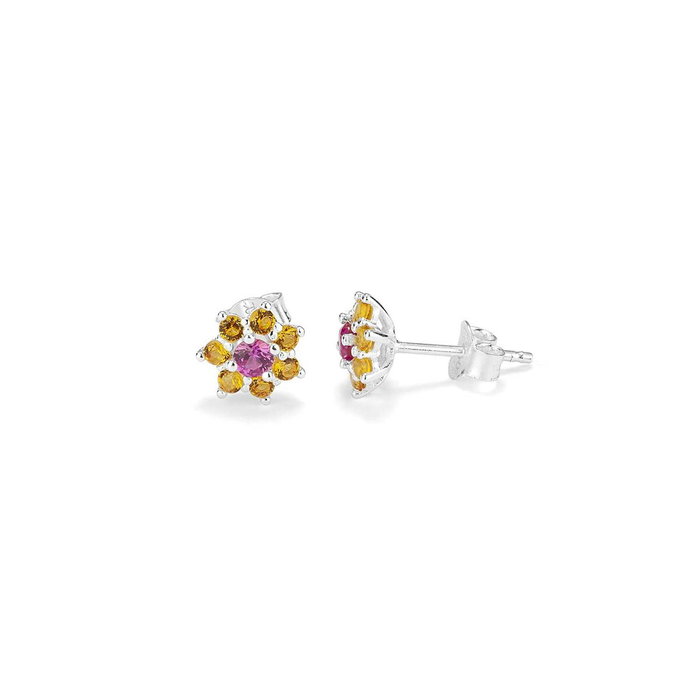 Radiant Pendientes de Botón con Piedra Rosa ROSETONES, Acero Inoxidable, Gris Radiant Pendientes de Botón con Piedra Rosa ROSETONES, Acero Inoxidable, Gris