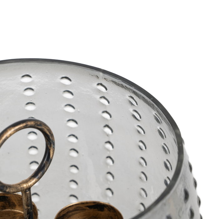 Portavelas Gris Cristal Decoración 18 X 18 X 16 cm