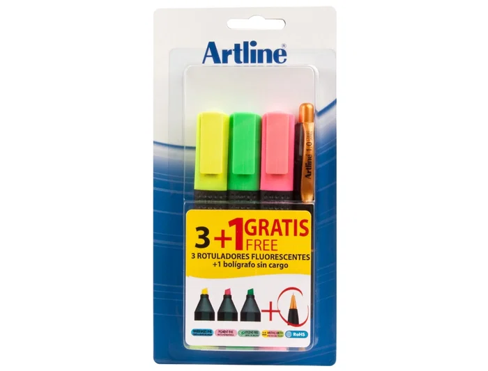 Artline Rotulador Fluorescente EK-660 Blister 3 Unidades + Bolígrafo Serie 7000 Color Surtido Artline Rotulador Fluorescente EK-660 Blister 3 Unidades + Bolígrafo Serie 7000 Color Surtido