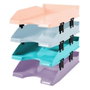 Exacompta Set de 4 Bandejas de Sobremesa Combo Midi Aquarel Colores Pastel