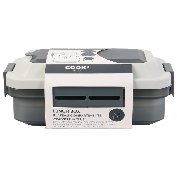 Cook Concept Fiambrera Con Compartimentos Y Tenedor 1.2L Rectangular Apta Microondas