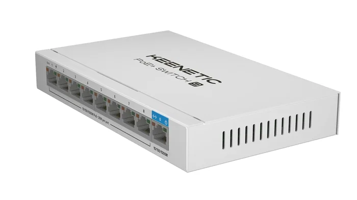 Keenetic KN-4710 Switch PoE+ No Administrado Gigabit Ethernet, 9 Puertos (8 Puertos PoE+ 30W, 120W Total), Escritorio, Blanco