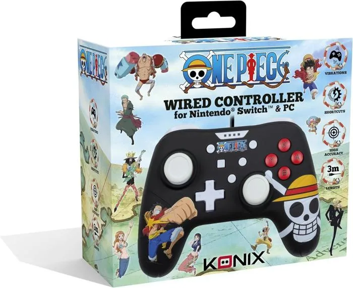 Konix Mando AAAIK40446 de One Piece con diseño de Luffy con cable de 3 m para Nintendo Switch