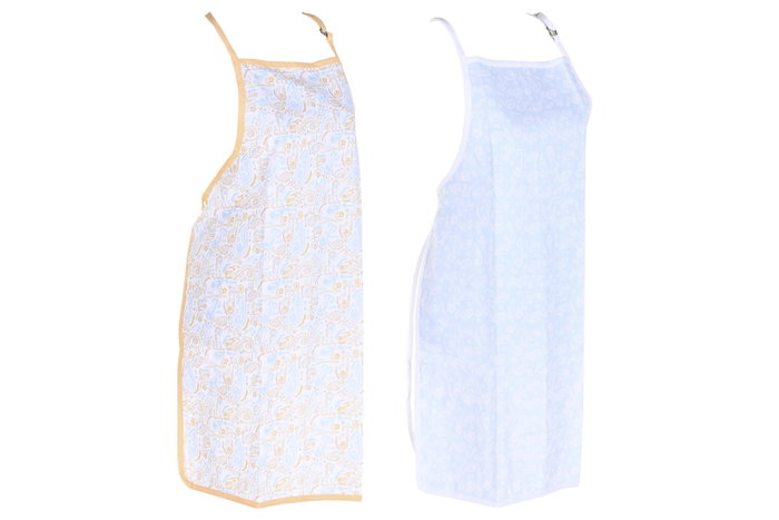 DKD Home Decor Delantal Shabby Azul Multicolor 80 x 60 cm Algodón/Poliéster Set de 2