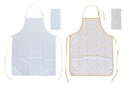 DKD Home Decor Set de 2 Delantales Algodón Bandana Pastel Azul y Multicolor