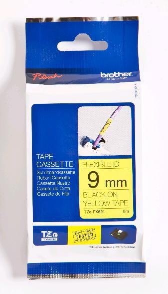Brother Cinta Laminada Flexible TZe-FX621 Negro sobre Amarillo 9mm x 8m Brother Cinta Laminada Flexible TZe-FX621 Negro sobre Amarillo 9mm x 8m