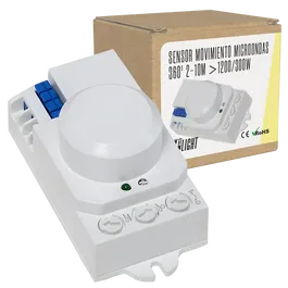 BX3 LIGHT Sensor de Movimiento por Microondas 360 grados BX3-SB-BS029B - 2-10M 1200W/300W - Detección a través de Cristal o Plástico