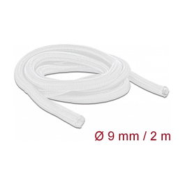 DeLOCK 20697 Funda trenzada de poliéster con cierre automático, 2 m x 9 mm, Blanco