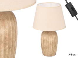 Giftdecor Lámpara Envejecida Rayas Verticales 44cm Cerámica y Tela Marrón E27 (Set de 4)