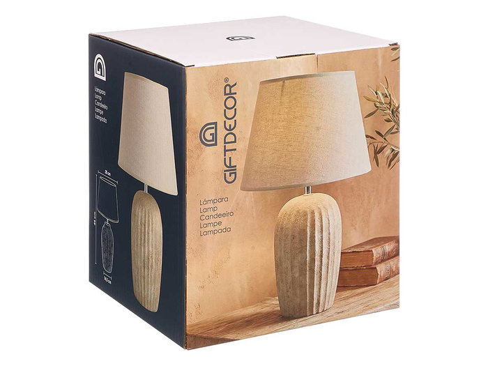Giftdecor Lámpara Envejecida Rayas Verticales 44cm Cerámica y Tela Marrón E27 (Set de 4) Giftdecor Lámpara Envejecida Rayas Verticales 44cm Cerámica y Tela Marrón E27 (Set de 4)