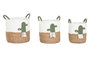 DKD Home Decor Cesta Boho Blanco Verde, Set de 3 Unidades (2 Sets), 38 x 49 x 38 cm, Fibra y Algodón