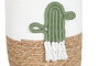 DKD Home Decor Cesta Boho Blanco Verde, Set de 3 Unidades (2 Sets), 38 x 49 x 38 cm, Fibra y Algodón