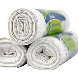 Secolan Bolsa de basura 20l extra fuerte blanco, rollo de 25 unidades