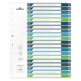 Durable Separadores para Registros A4 con 20 Pestañas de Colores