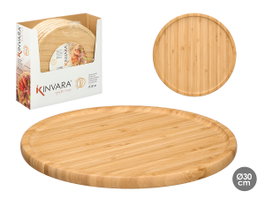 Kinvara Bandeja Redonda de Bambú Natural 30x30cm (Pack de 12)