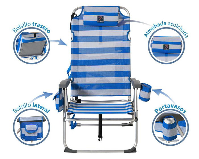 Silla De Aluminio 108x47X30 cm Texteline 2x1 Marinero Cinta Para Hombro