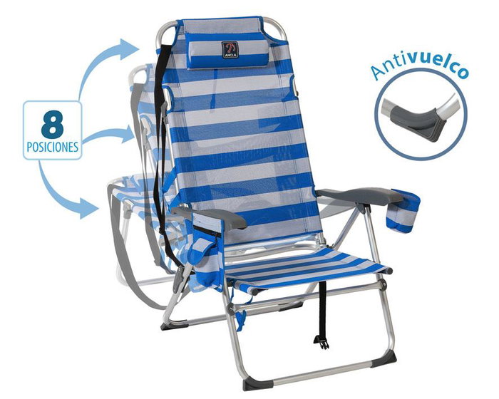 Silla De Aluminio 108x47X30 cm Texteline 2x1 Marinero Cinta Para Hombro