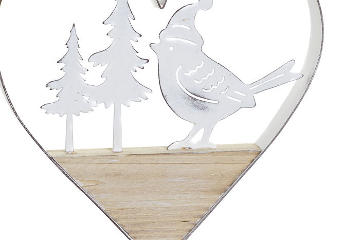 DKD Home Decor Decoracion Colgante Navidad Blanco Natural Metal Madera Cuerda 2 x 15 x 14 cm (6 Unidades)